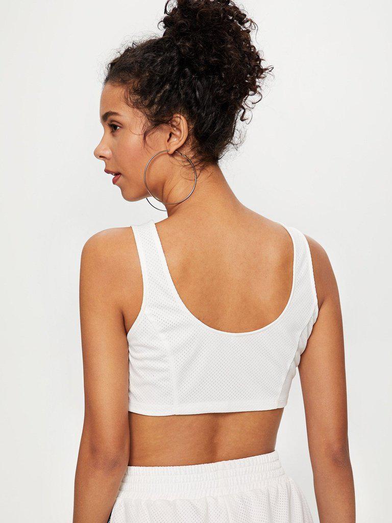 Contrast Letter Tape Lace Up Front Sports Bra-sportswear-Des Mess