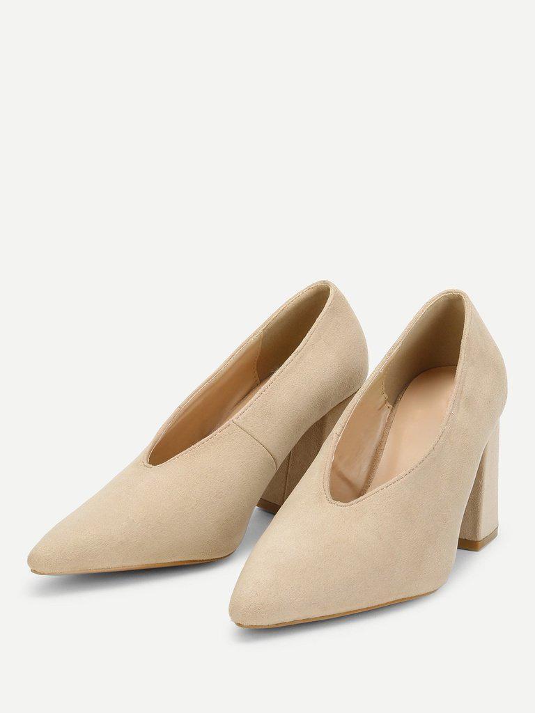 High Vamp Chunky Heeled Pumps-shoes-Des Mess