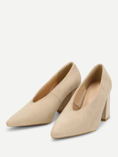 High Vamp Chunky Heeled Pumps-shoes-Des Mess