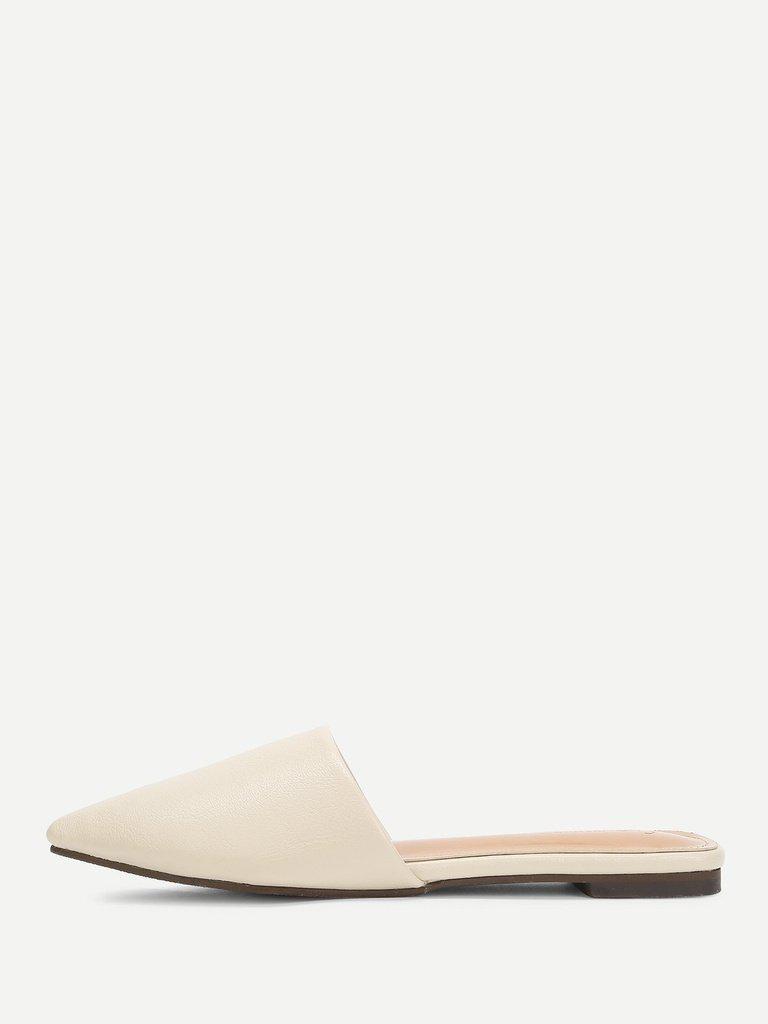 PU Pointed Toe Flat Mules-shoes-Des Mess
