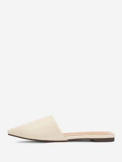PU Pointed Toe Flat Mules-shoes-Des Mess