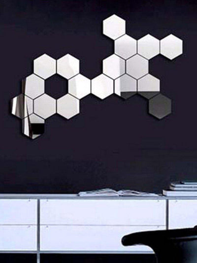 Hexagon Mirror Wall Sticker Set 12pcs-others-Des Mess