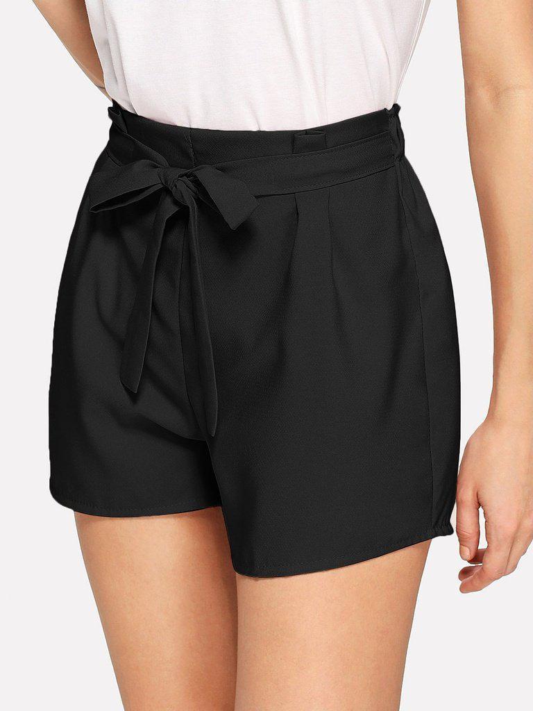 High Waist Self-tie Shorts-bottom-Des Mess