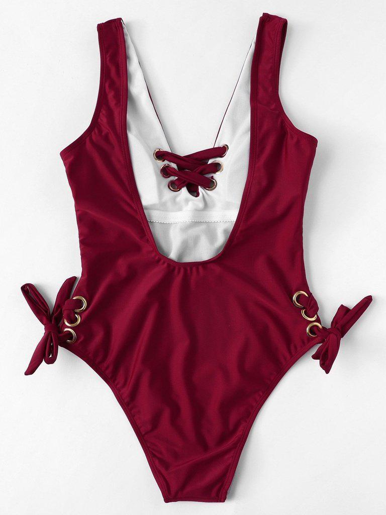 Lace-Up Swimsuit-swimwear-Des Mess