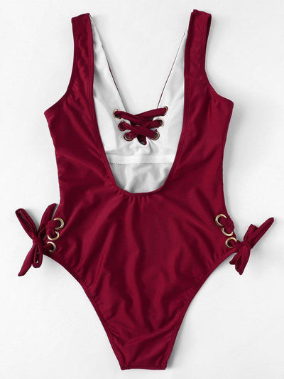 Lace-Up Swimsuit-swimwear-Des Mess
