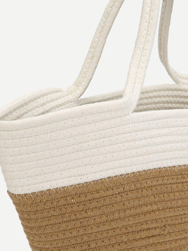 Two Tone Straw Tote Bag-accessories-Des Mess