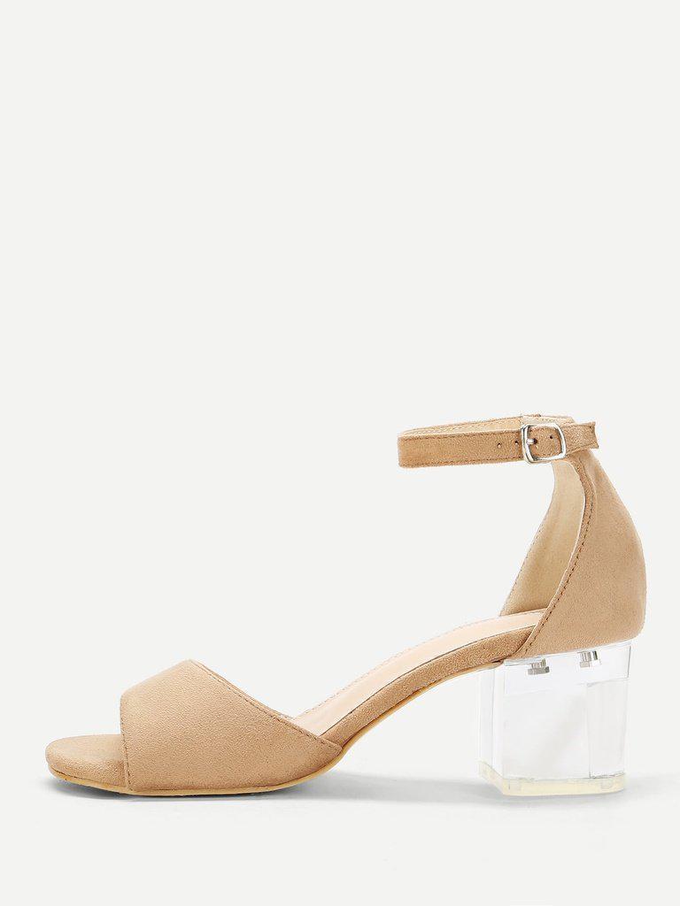 Two Part Clear Block Heels-shoes-Des Mess