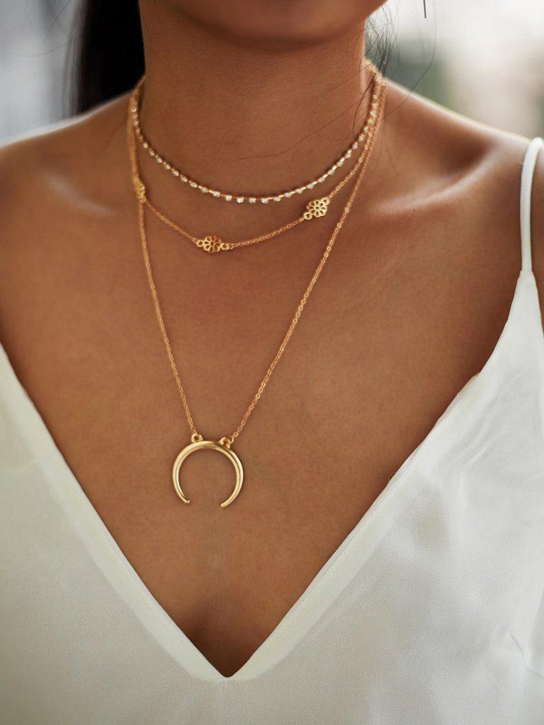 Moon Pendant Choker Necklace 3pcs-jewelry-Des Mess