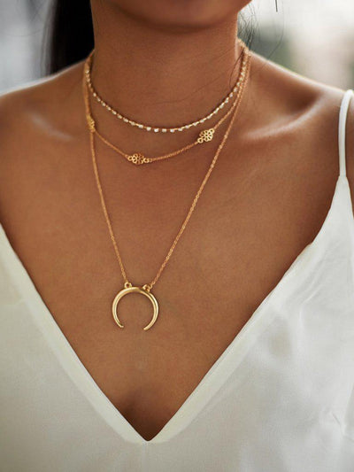 Moon Pendant Choker Necklace 3pcs-jewelry-Des Mess