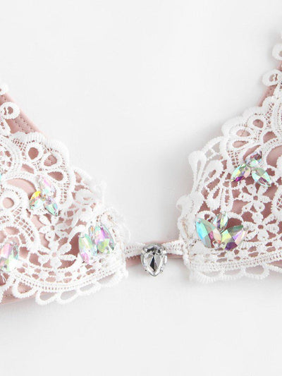 Lace Overlay Rhinestone Bikini Set--Des Mess