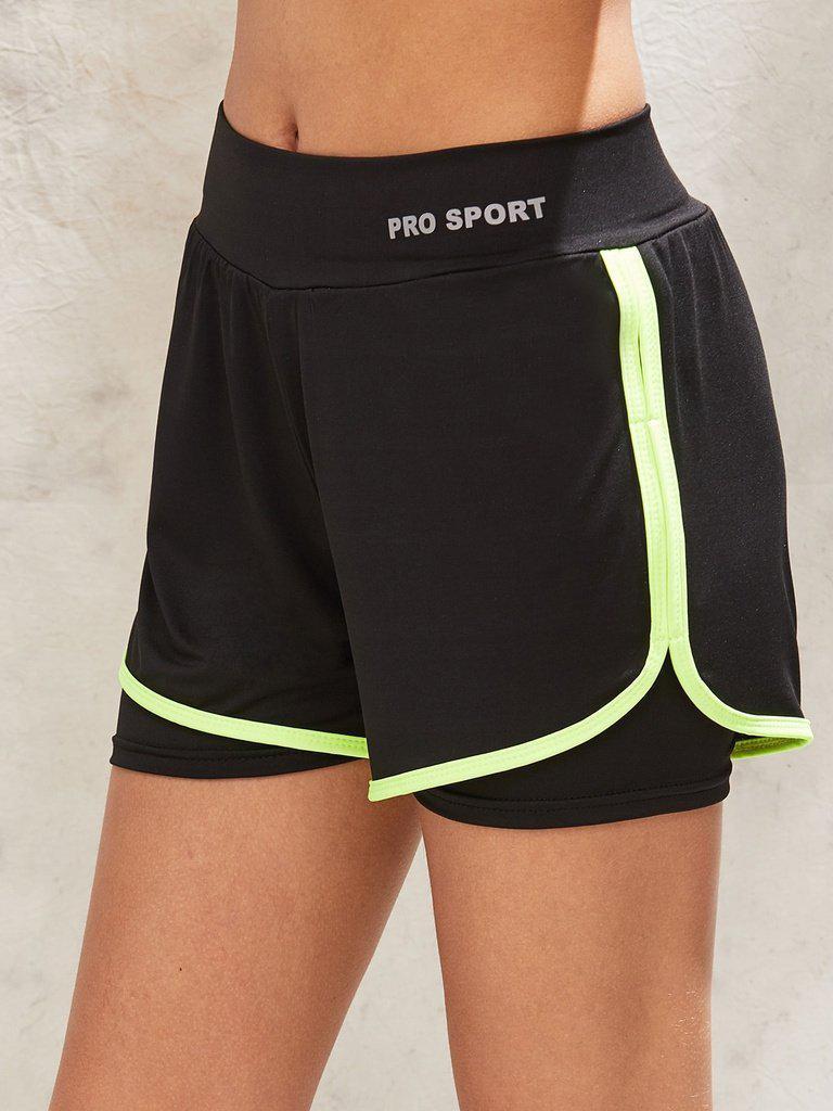 Letter Print 2 in 1 Dolphin Hem Sports Shorts-sportswear-Des Mess