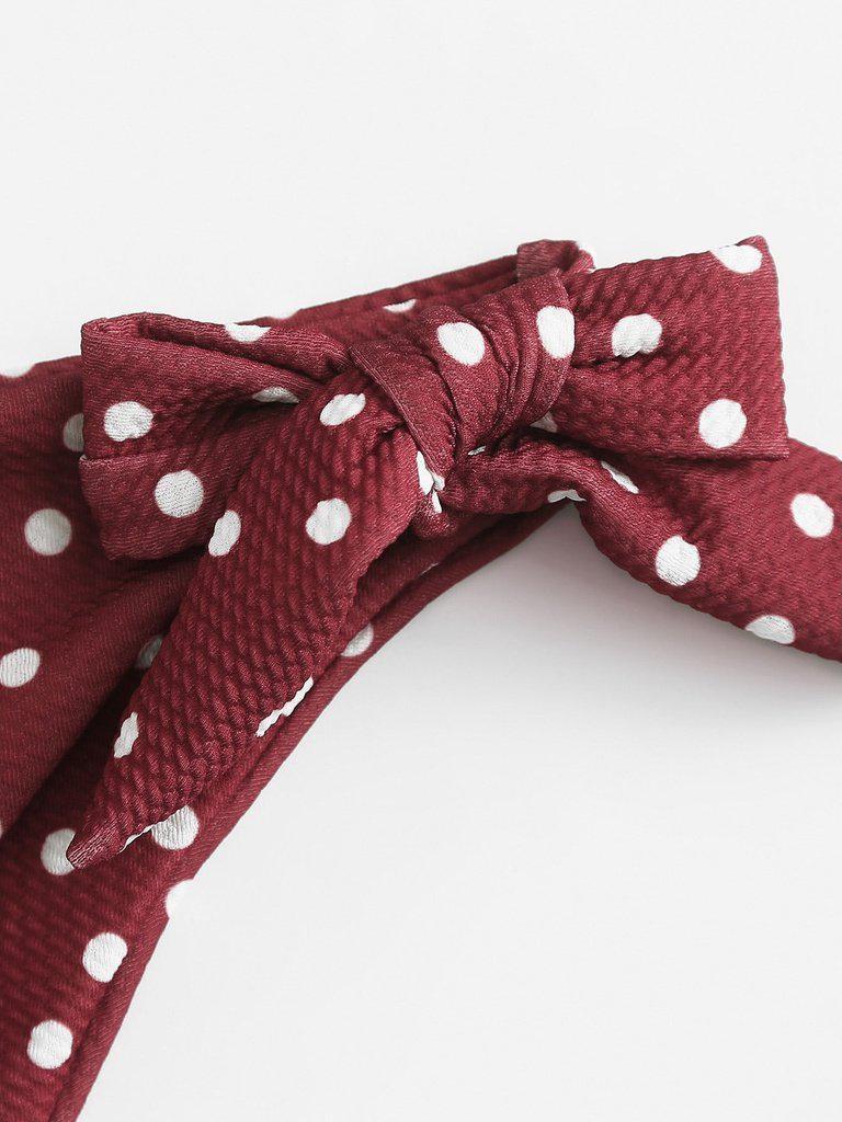 Polka Dot Knot Bikini Set-swimwear-Des Mess