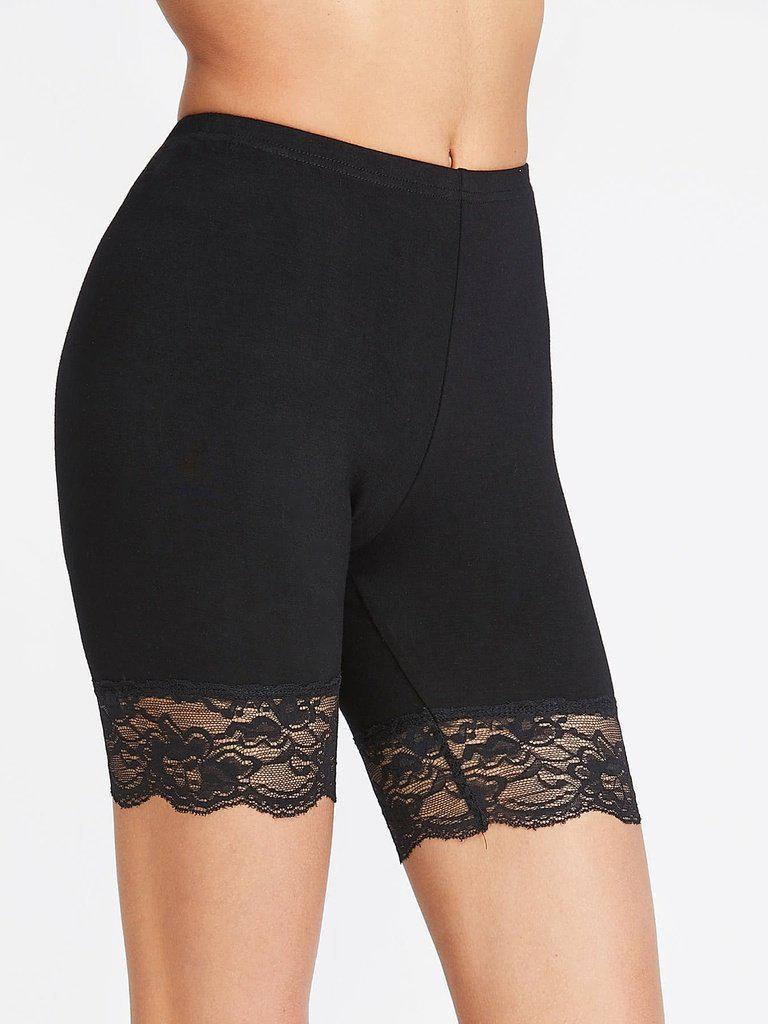 Lace Trim Short Leggings-bottom-Des Mess