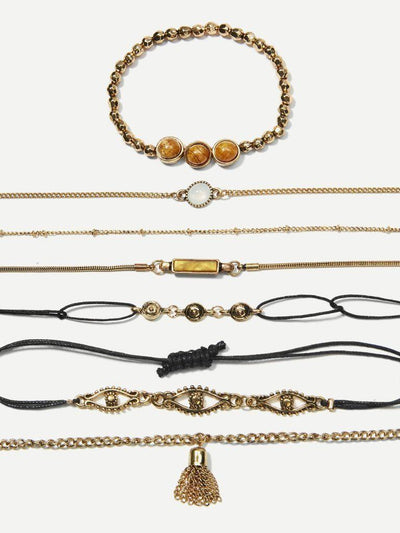 Gemstone Bracelet Set 8pcs--Des Mess