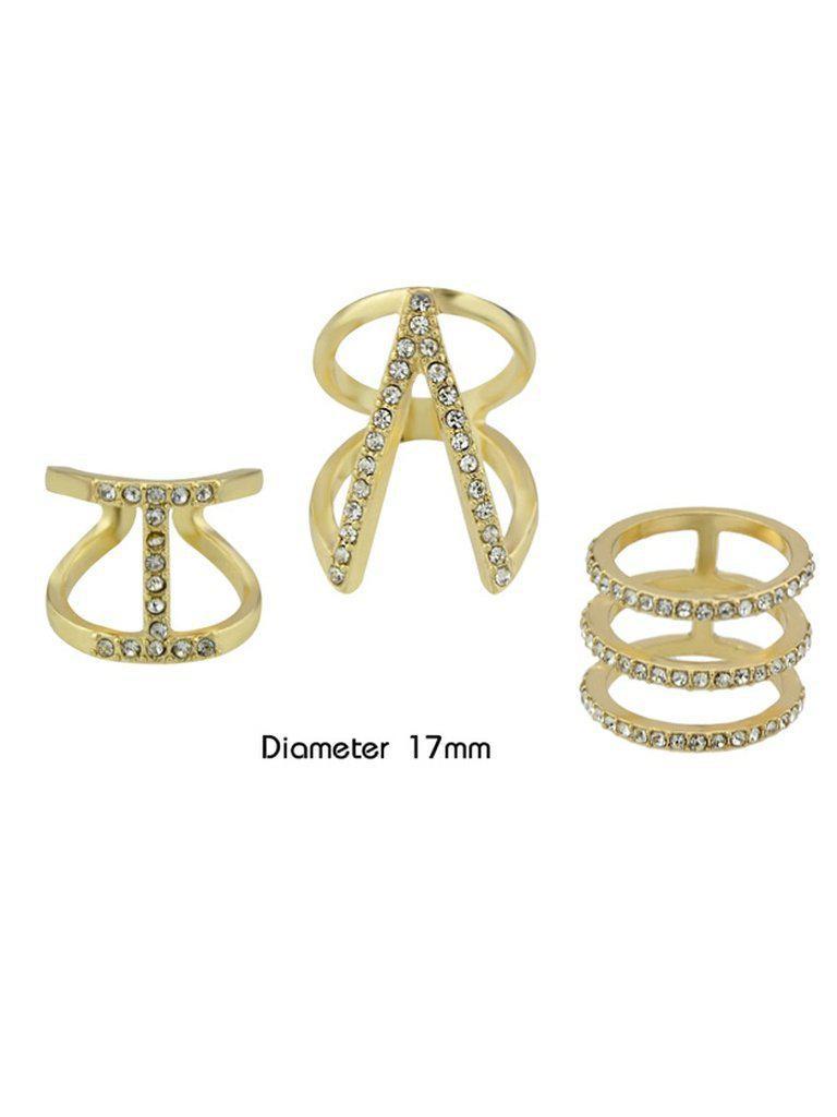 3Pcs/Set Hyperbole Geometric Circle V Shape Finger Rings-jewelry-Des Mess
