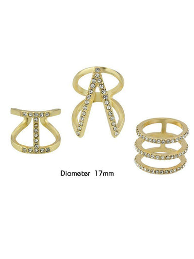 3Pcs/Set Hyperbole Geometric Circle V Shape Finger Rings-jewelry-Des Mess