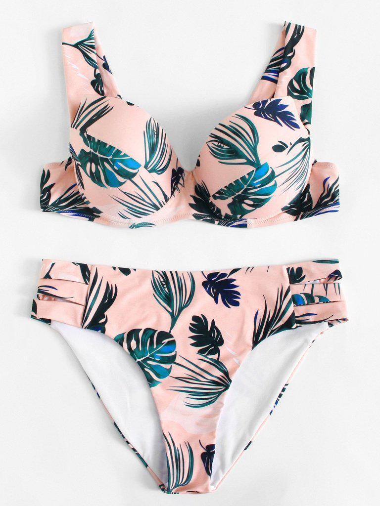 Tropical Print Bikini Set-swimwear-Des Mess
