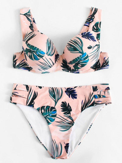 Tropical Print Bikini Set-swimwear-Des Mess