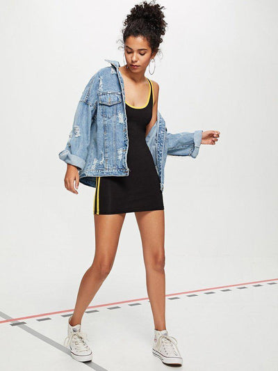 Striped Form Fitting Tank Dress-sportswear-Des Mess