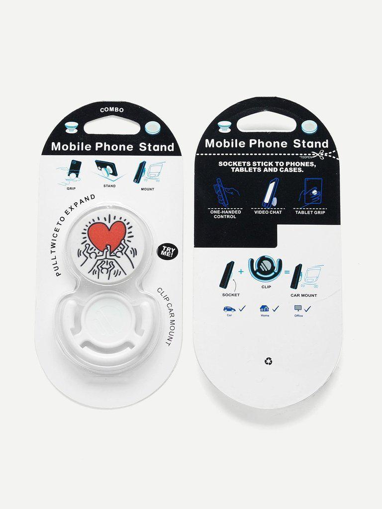 Heart Print Gasbag Phone Holder-others-Des Mess