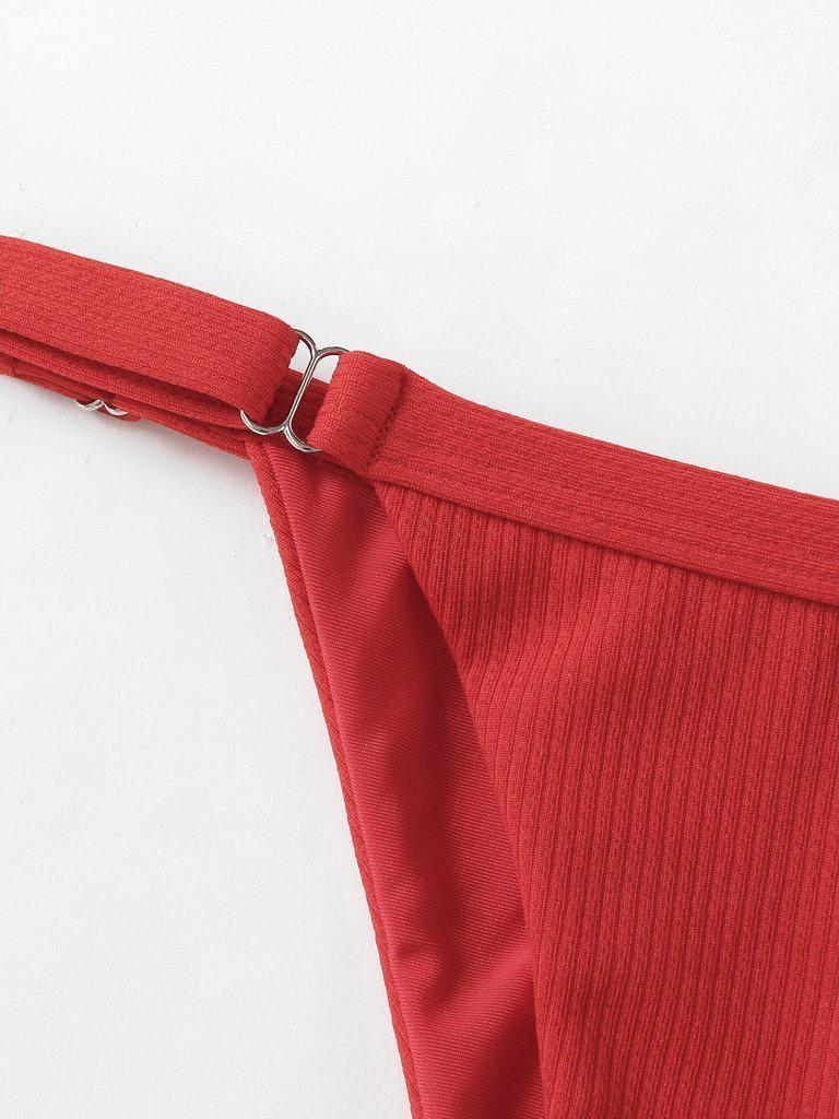 Knot Front Low Back Bikini Set-swimwear-Des Mess