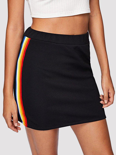 Striped Tape Side Skirt-bottom-Des Mess