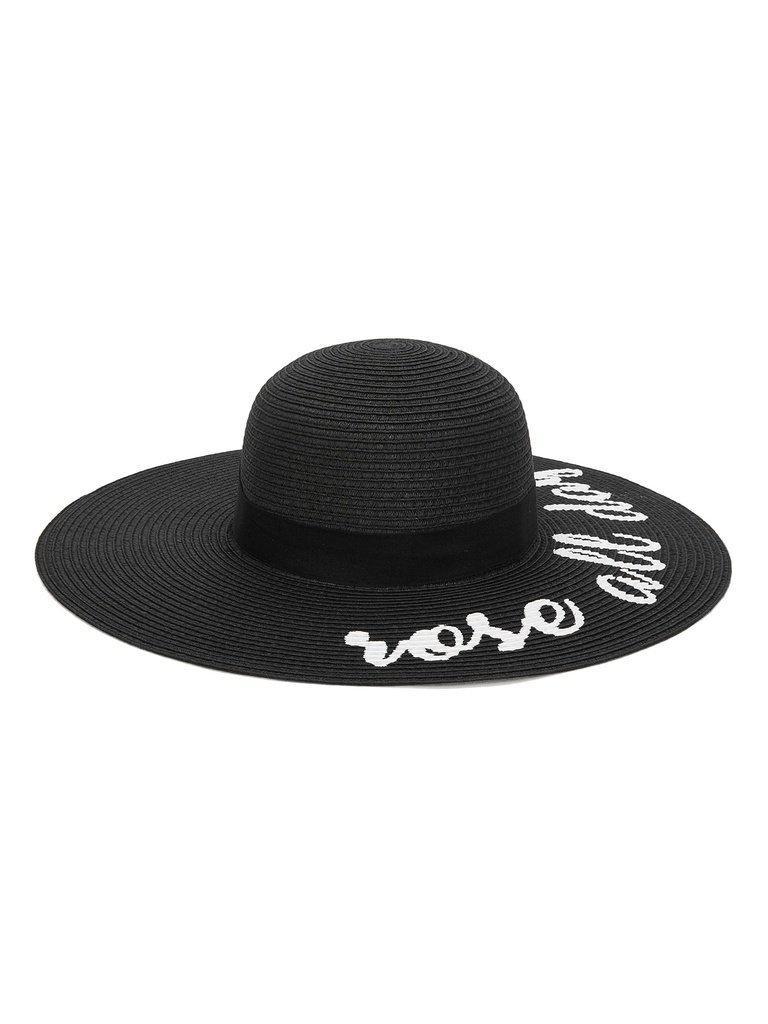 Letter Print Wide Brim Straw Hat-accessories-Des Mess