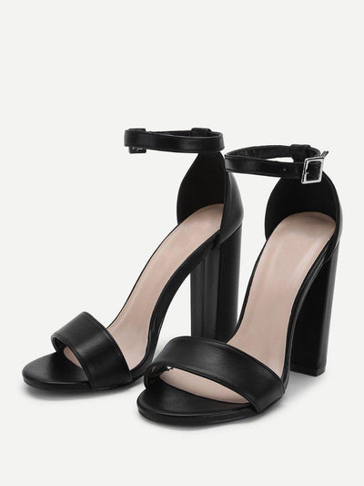 Two Part Ankle Strap PU Heels-shoes-Des Mess