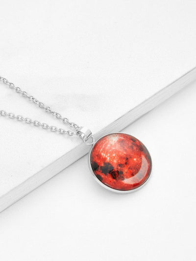Luminous Round Pendant Link Necklace-jewelry-Des Mess