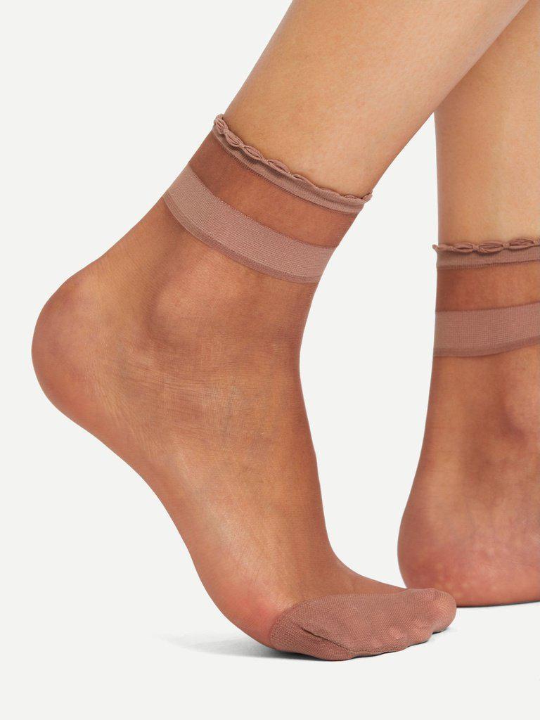 Frill Trim Ankle Socks 4Pairs-accessories-Des Mess
