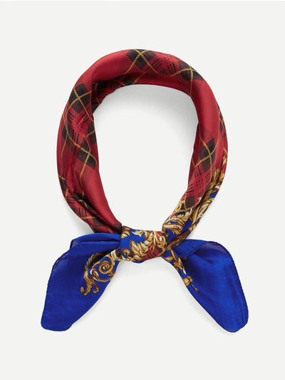 Plaid Print Bandana Scarf-accessories-Des Mess