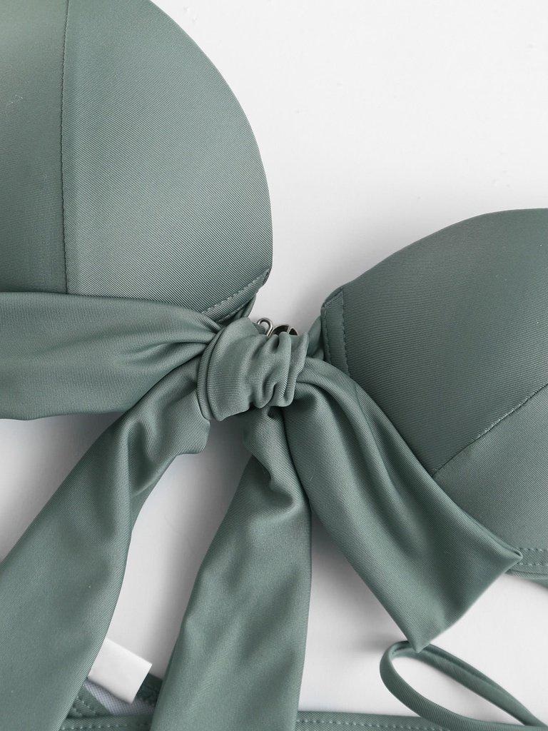 Crossover Bow Tie Bikini Set-swimwear-Des Mess