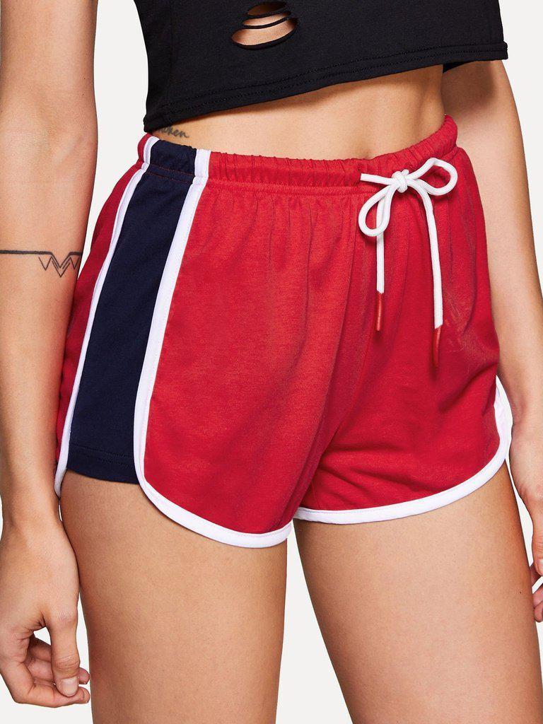 Contrast Binding Color Block Dolphin Shorts-bottom-Des Mess