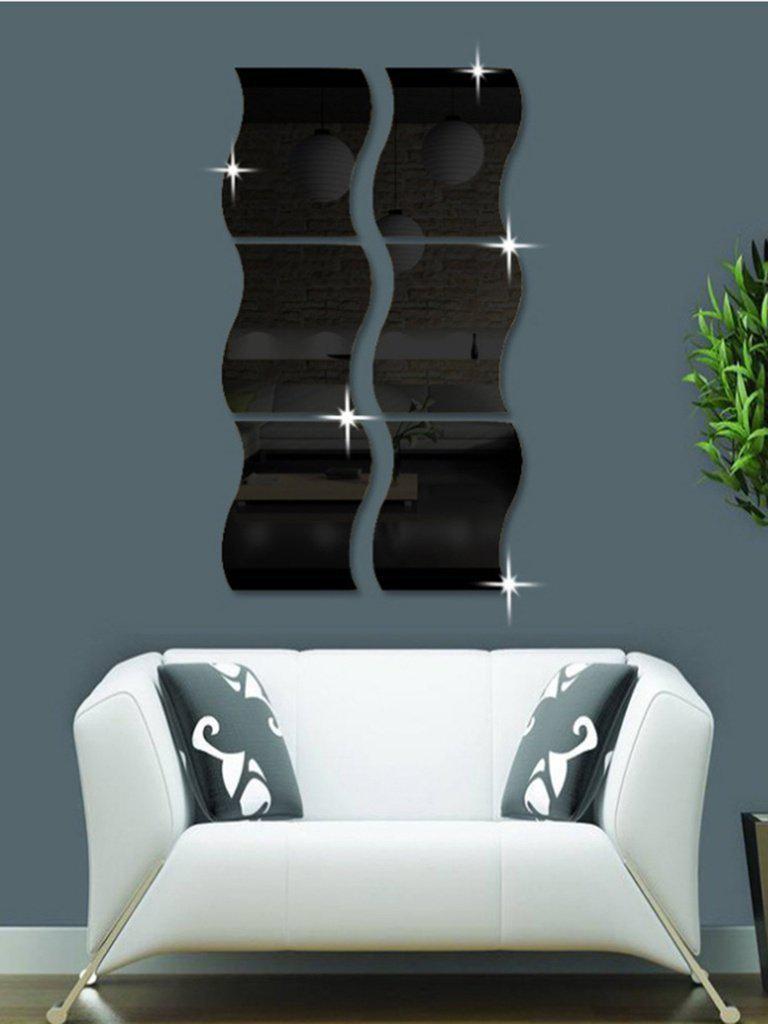 Wave Shape Mirror Wall Sticker Set 6pcs-others-Des Mess