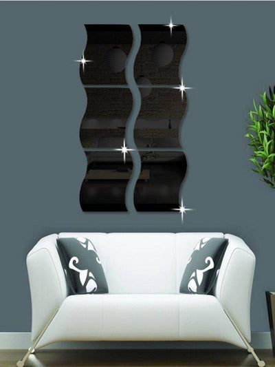 Wave Shape Mirror Wall Sticker Set 6pcs-others-Des Mess