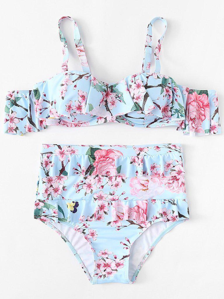 Flower Print Flounce Swimsuit--Des Mess
