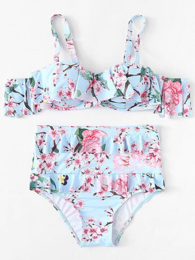 Flower Print Flounce Swimsuit--Des Mess