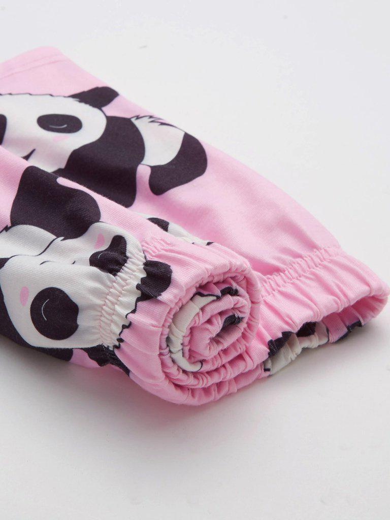 Panda Print Tee And Shorts Pajama Set-loungewear-Des Mess
