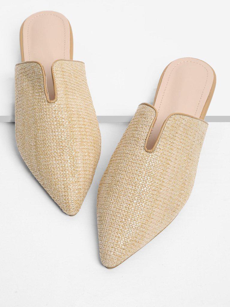Pointed Toe Woven Mule Flats-shoes-Des Mess