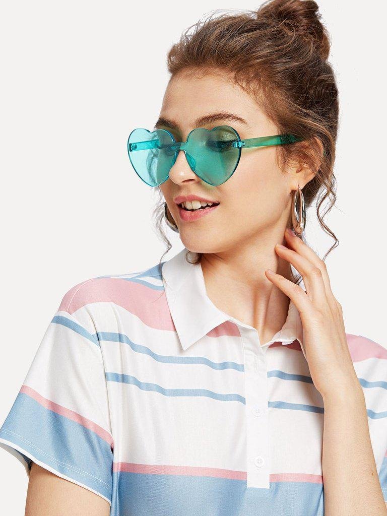 Heart Shaped Flat Lens Sunglasses-accessories-Des Mess