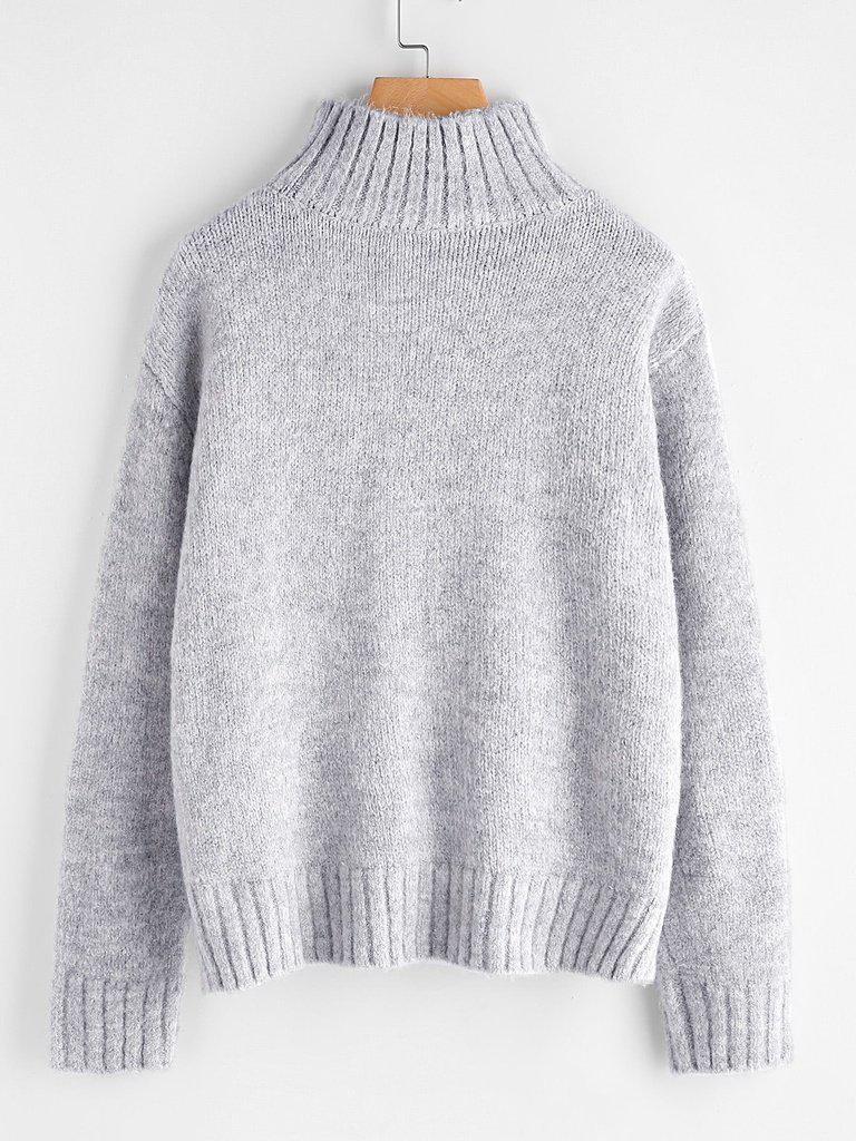 Marled Knit Stepped Hem Jumper-outerwear-Des Mess