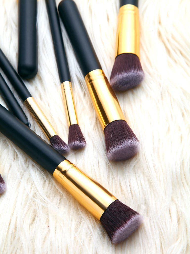 Black Cosmetic Makeup Brush Set With Blending Sponges-makeup-Des Mess