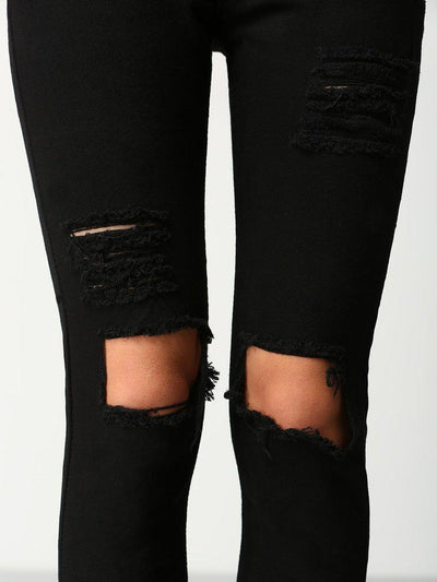 Cut Out Knee Ripped Jeans-bottom-Des Mess