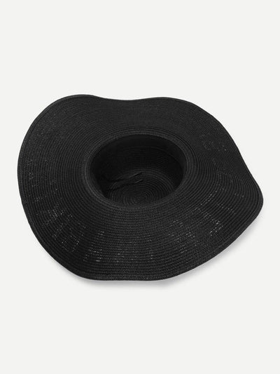 Letter Print Wide Brim Straw Hat-accessories-Des Mess
