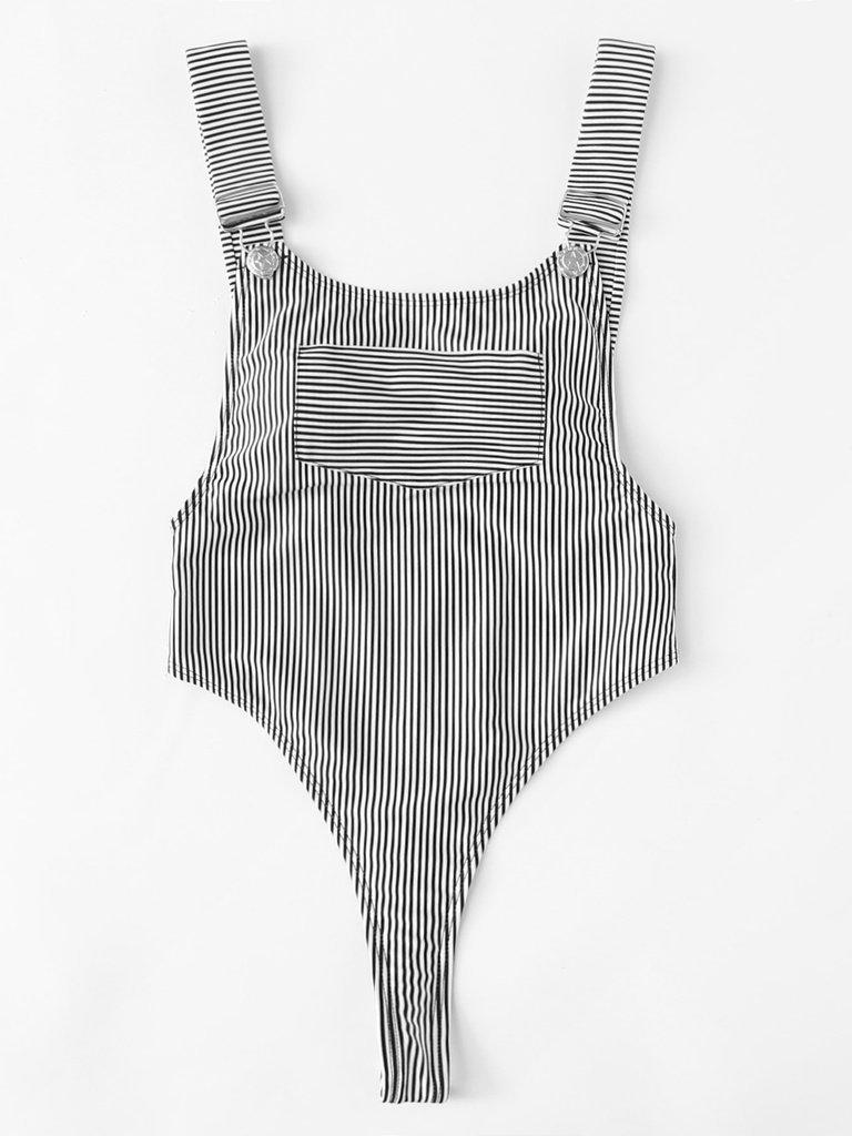High Leg Striped Swimsuit-swimwear-Des Mess