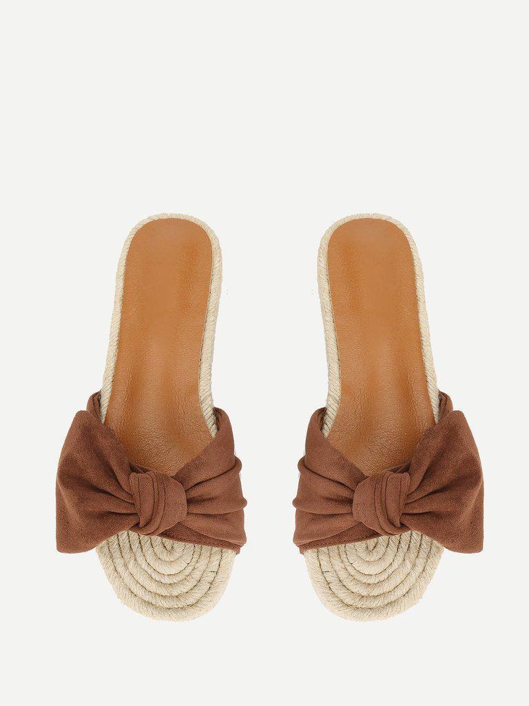 Bow Decorated Espadrille Flat Sandals-shoes-Des Mess
