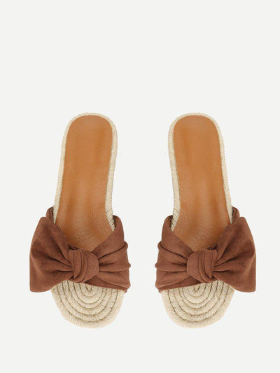 Bow Decorated Espadrille Flat Sandals-shoes-Des Mess