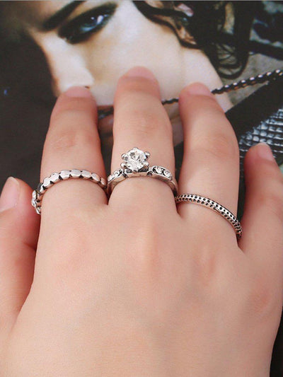 Rhinestone Ring Set 3pcs-jewelry-Des Mess