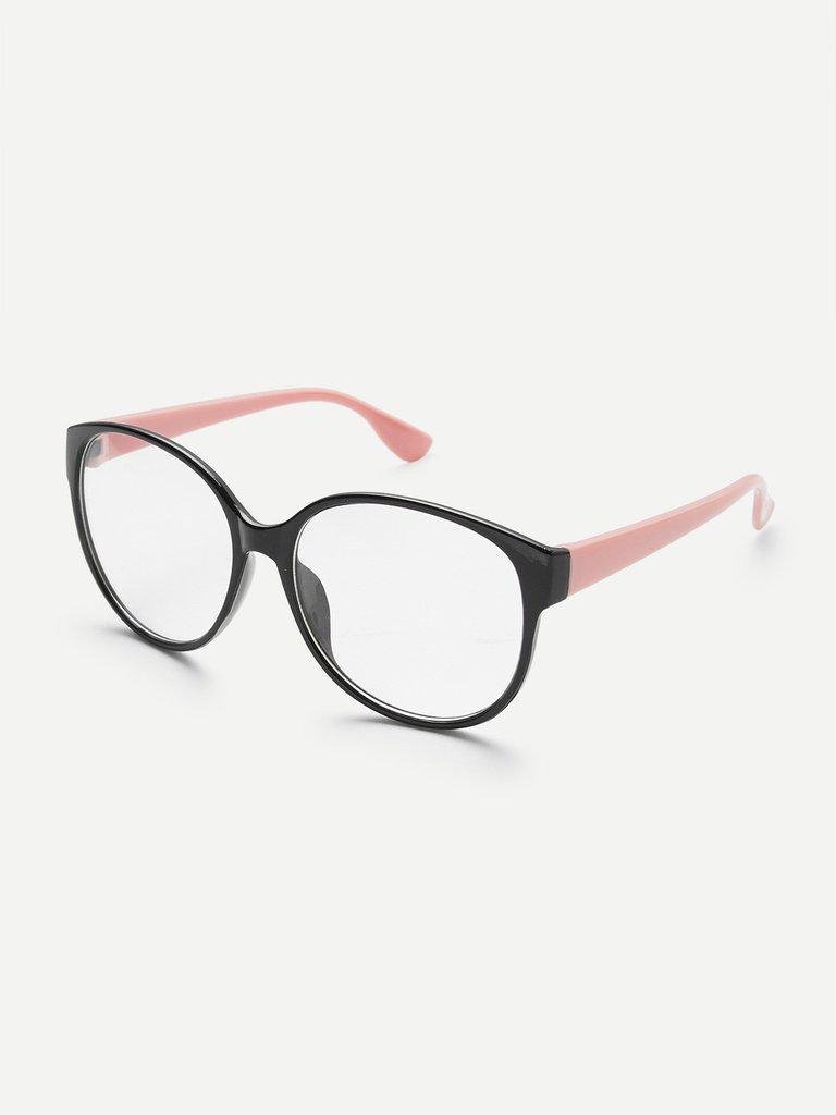 Two Tone Frame Flat Lens Glasses-accessories-Des Mess