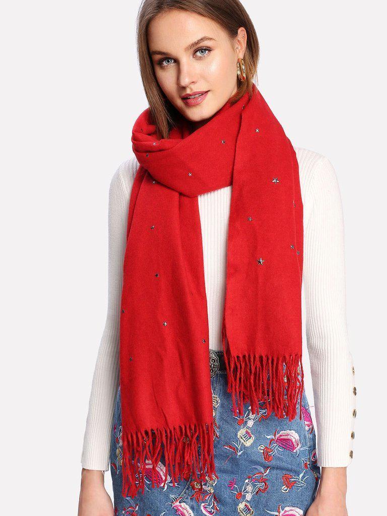 Fringe Trim Star Scarf-accessories-Des Mess